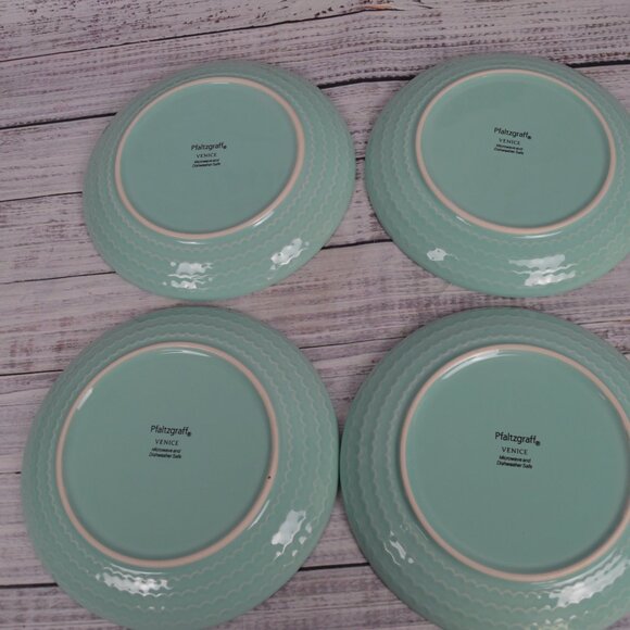 PFALTZGRAFF VENICE AQUA BLUE SEA SHELL SALAD PLATES 8.5" D SET OF 4 NEW  **Pleas - Picture 5 of 13